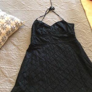Strapless halter style black summer dress 8